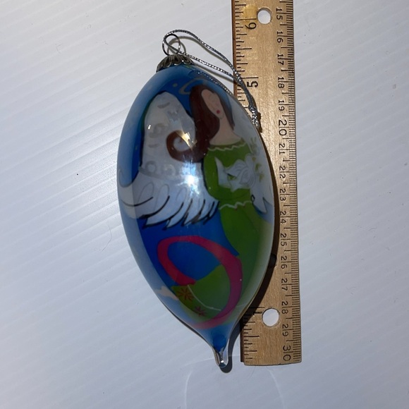 Pier 1 Elegant Blue and Green Hanging Ornament with angel. - Picture 11 of 11